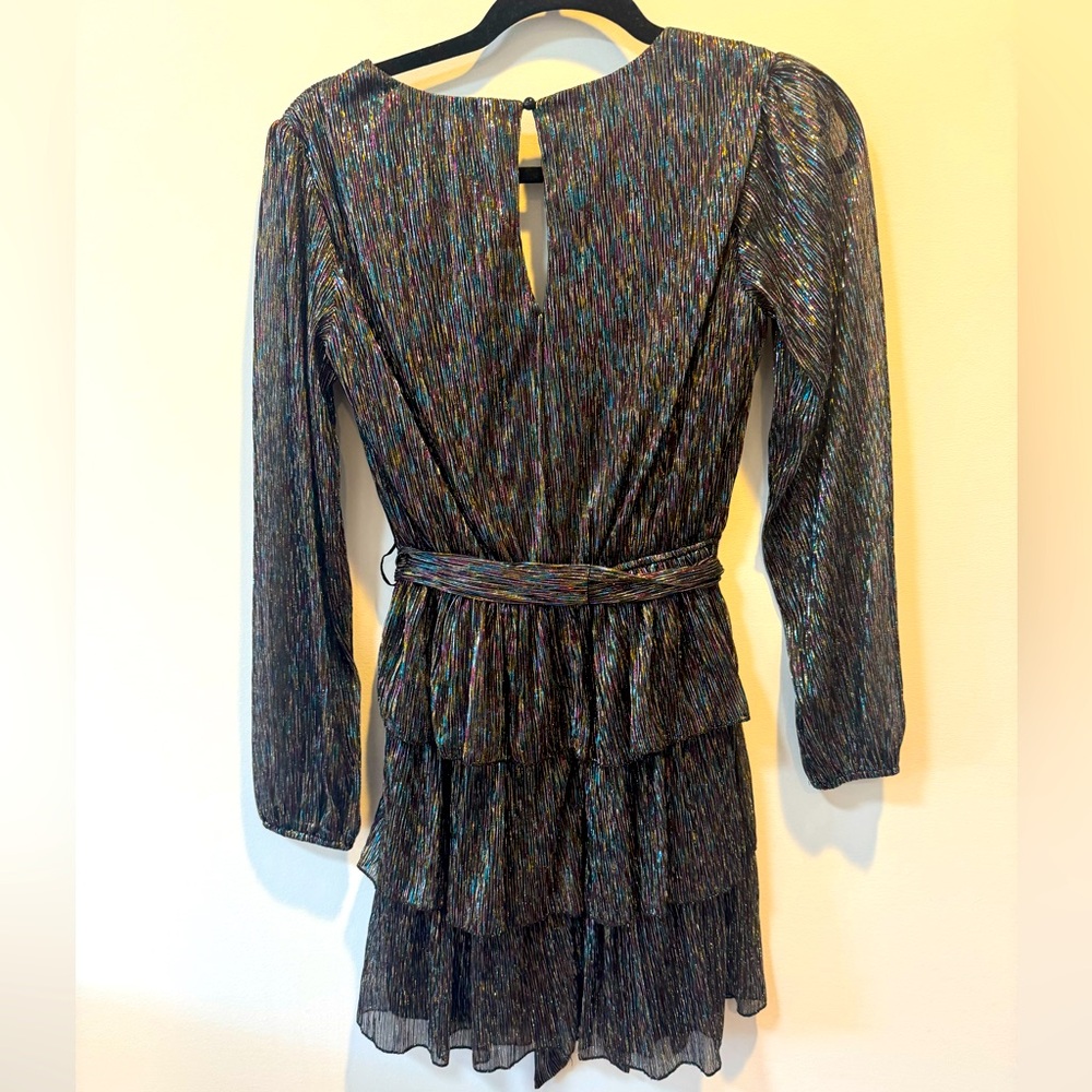 City Studio Black Rainbow Metallic Tiered Ruffle Dress Size S - Picture 5 of 7